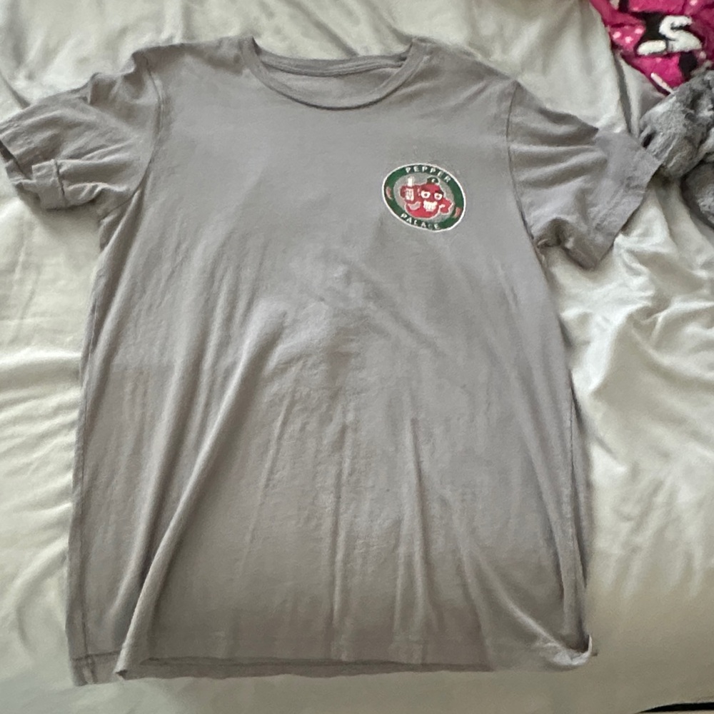 PALACE Gray T-Shirt with Red Pepper Graphic